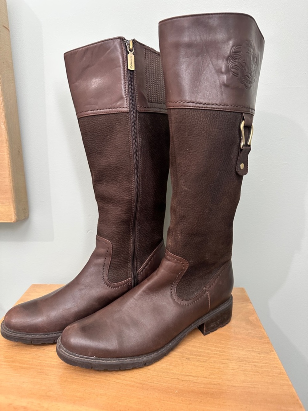 Blondo Aqua Protect Brown Leather Tall Riding Boots - Size 8M